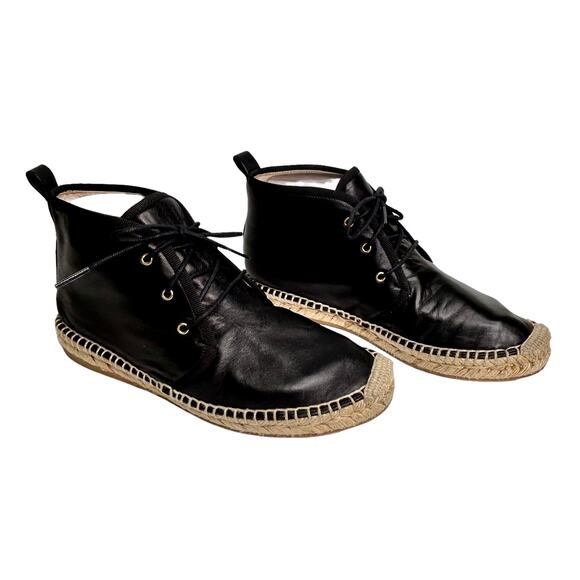 Club Monaco Black Glove Leather Espadrille Ankle Chukka Boots0 - Picture 1 of 10